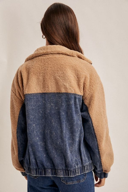 HT Teddy Denim Zip Up