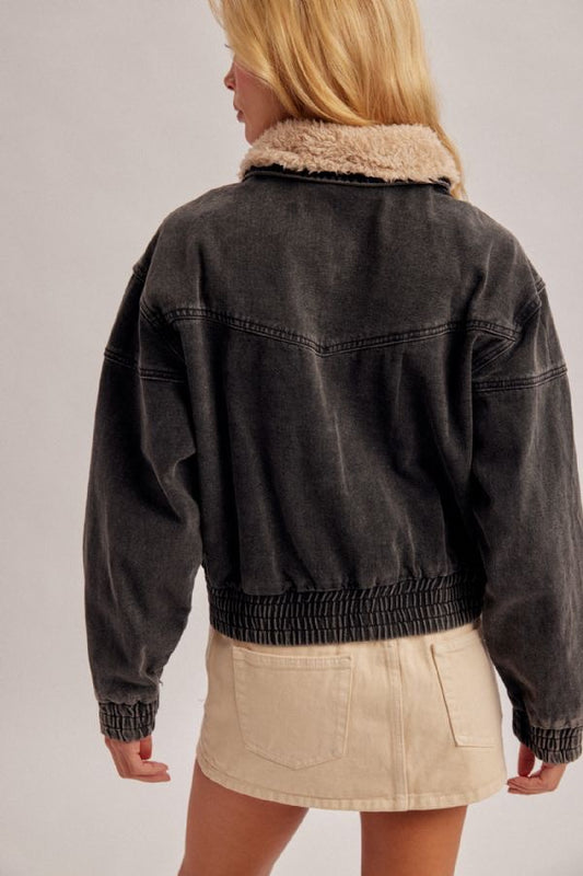 HT Fur Collared Denim Jacket