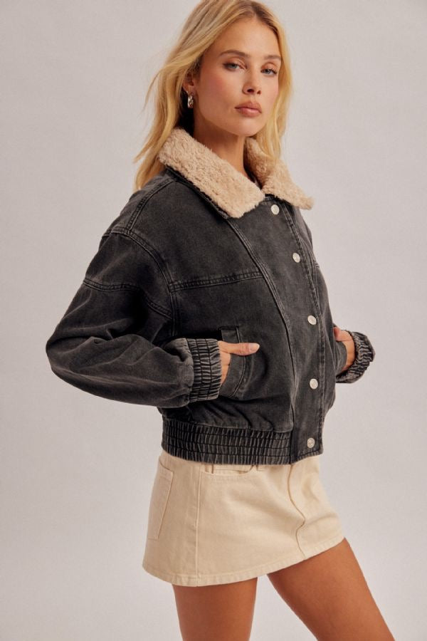HT Fur Collared Denim Jacket