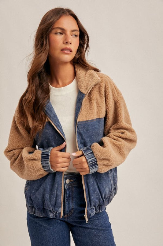 HT Teddy Denim Zip Up