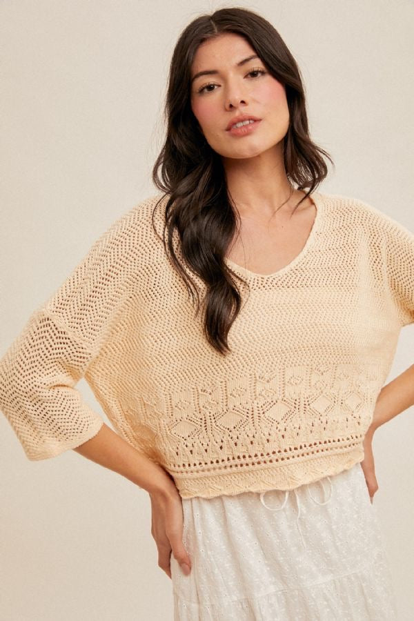 HT Scallop Edge Crop Sweater