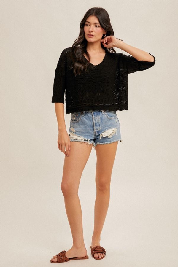 HT Scallop Edge Crop Sweater