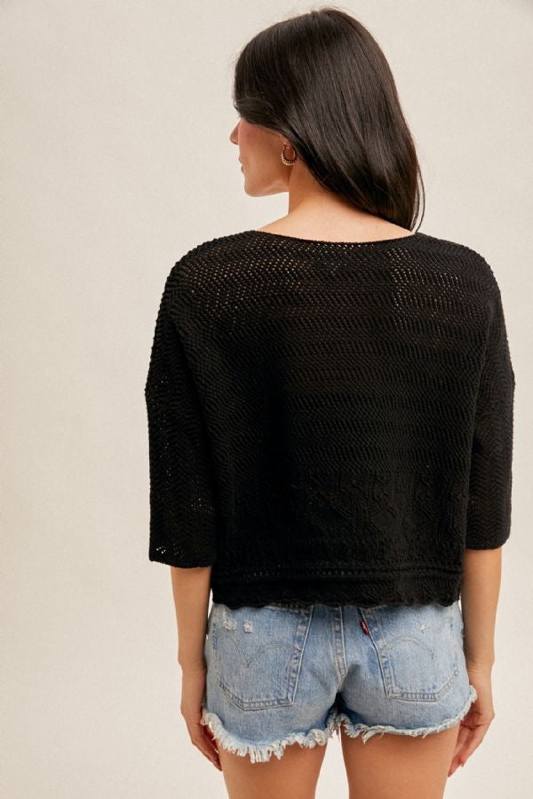 HT Scallop Edge Crop Sweater