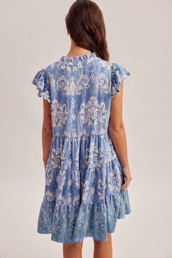 HT Vintage Print Tiered Dress