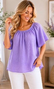 CC Scallop Edge Sleeve Top