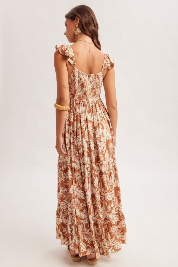 HT Tropical Ruffle Midi Dress