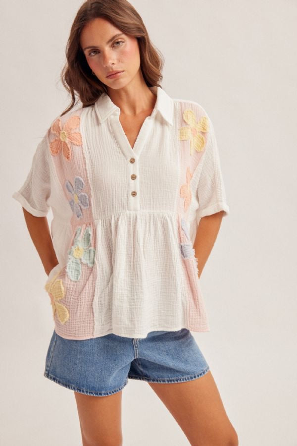 HT Daisy Patch Gauze Shirt