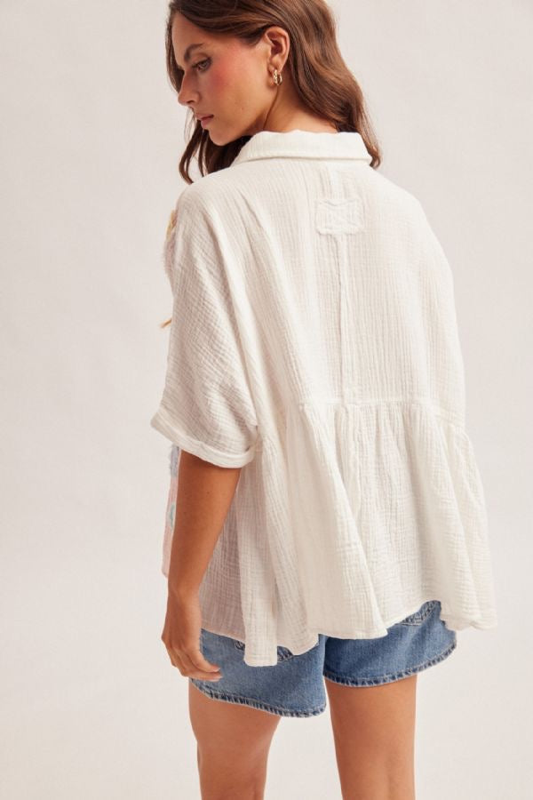HT Daisy Patch Gauze Shirt