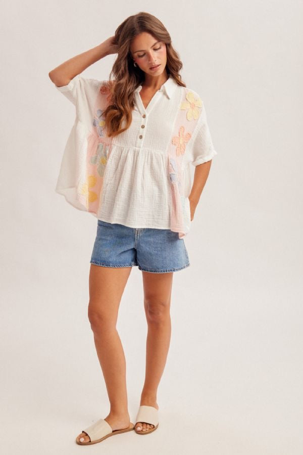 HT Daisy Patch Gauze Shirt