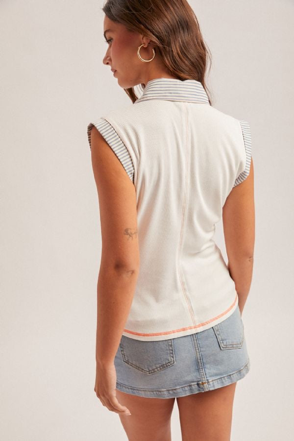 HT Striped Ruched Rib Tee