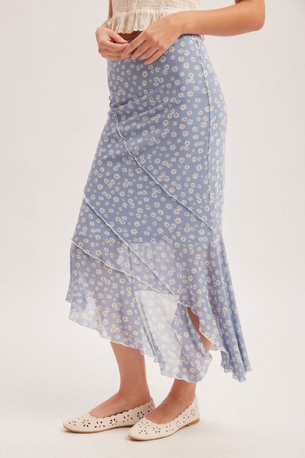 HT Asym Daisy Mesh Skirt