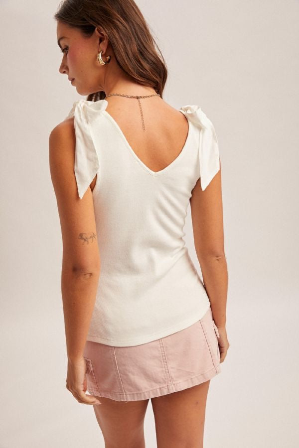 HT Ribbed Bow Slvless Top