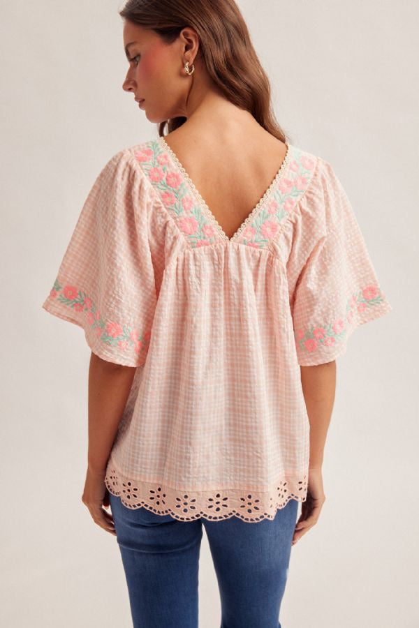HT Embro Gingham Top