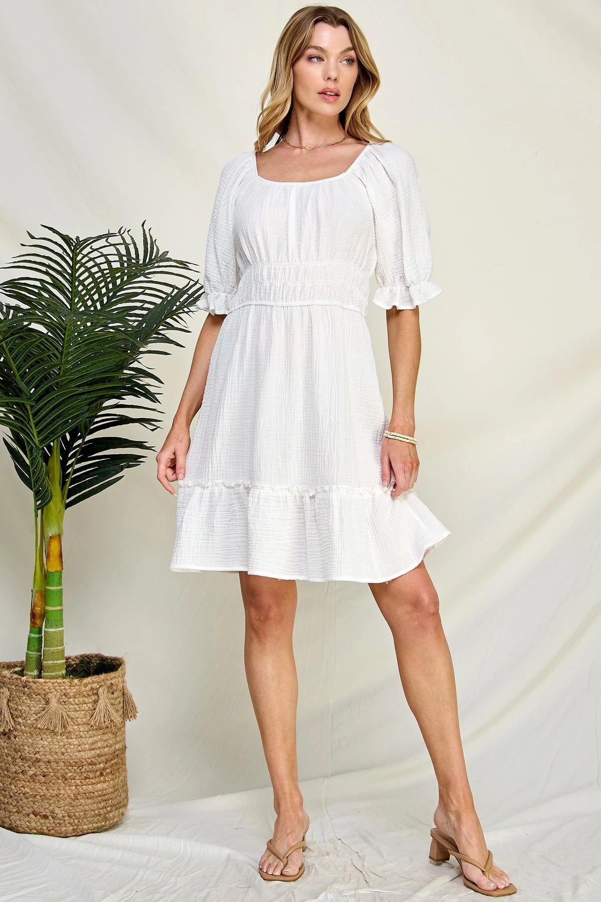 CC Puff Sleeve Smocked Dress