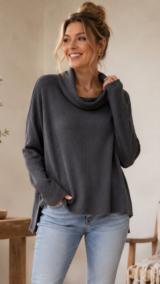 CC Rib Turtleneck Top
