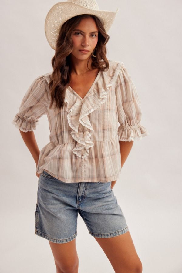 HT Checker Ruffled Blouse