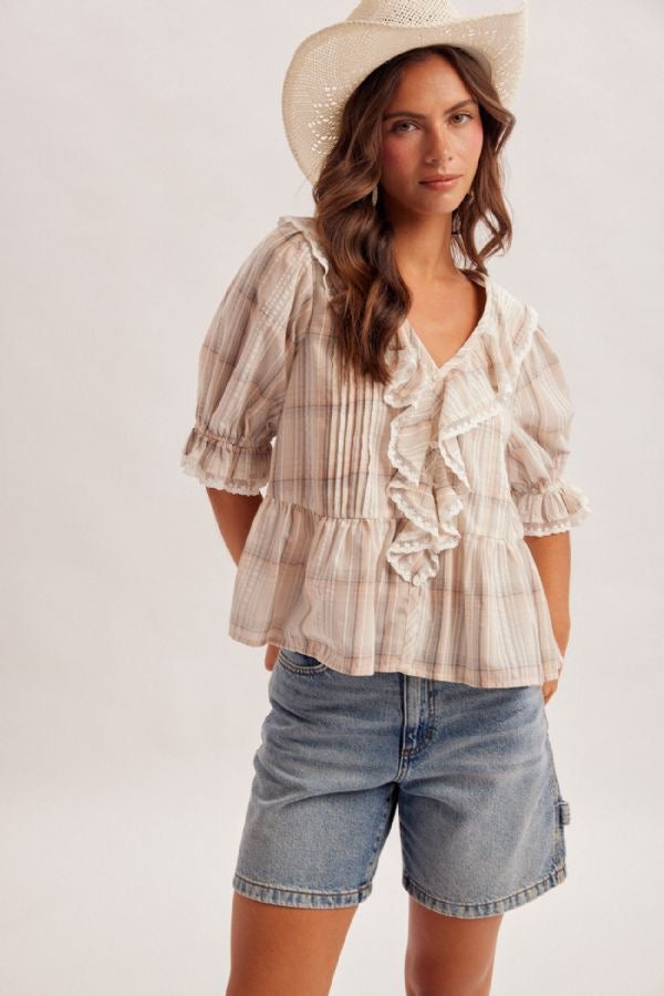 HT Checker Ruffled Blouse