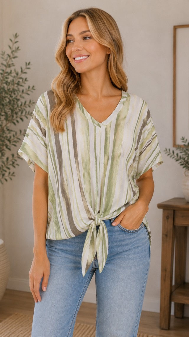 CC Striped Tie Top